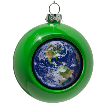 Planet Earth, Green Christmas tree ornament bauble 8cm