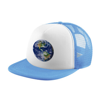 Planet Earth, Καπέλο Soft Trucker με Δίχτυ Γαλάζιο/Λευκό