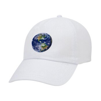 Planet Earth, Καπέλο Ενηλίκων Baseball Λευκό 5-φύλλο (POLYESTER, ΕΝΗΛΙΚΩΝ, UNISEX, ONE SIZE)