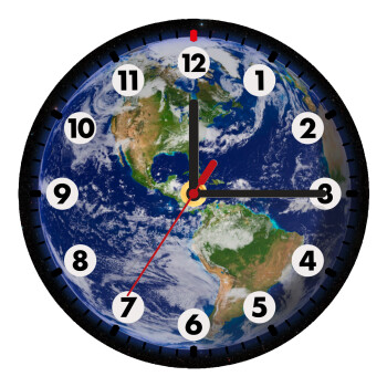 Planet Earth, Wooden wall clock (20cm)