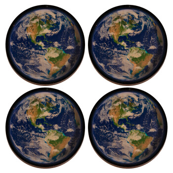 Planet Earth, ΣΕΤ x4 Σουβέρ ξύλινα στρογγυλά plywood (9cm)