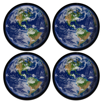 Planet Earth, SET of 4 round wooden coasters (9cm)