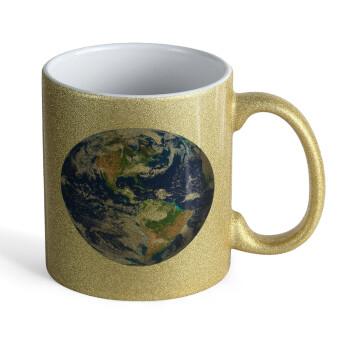Planet Earth, Κούπα Χρυσή Glitter που γυαλίζει, κεραμική, 330ml