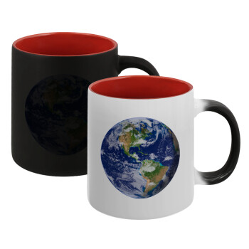 Planet Earth, Κούπα Μαγική εσωτερικό κόκκινο, κεραμική, 330ml που αλλάζει χρώμα με το ζεστό ρόφημα (1 τεμάχιο)