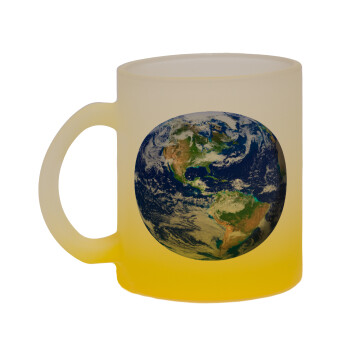 Planet Earth, Κούπα γυάλινη δίχρωμη με βάση το κίτρινο ματ, 330ml