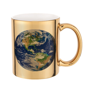 Planet Earth, Mug ceramic, gold mirror, 330ml