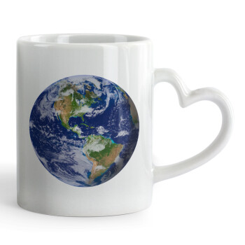 Planet Earth, Mug heart handle, ceramic, 330ml