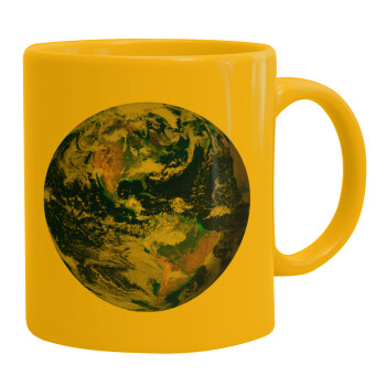Planet Earth, Ceramic coffee mug yellow, 330ml (1pcs)