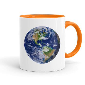 Planet Earth, Mug colored orange, ceramic, 330ml