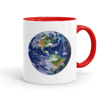 Planet Earth, Mug colored red, ceramic, 330ml