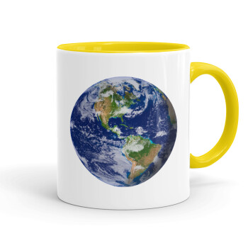 Planet Earth, Κούπα χρωματιστή κίτρινη, κεραμική, 330ml