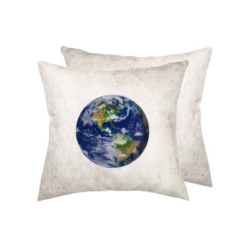 Planet Earth, Μαξιλάρι καναπέ Δερματίνη Γκρι 40x40cm με γέμισμα