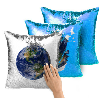 Planet Earth, Μαξιλάρι καναπέ Μαγικό Μπλε με πούλιες 40x40cm περιέχεται το γέμισμα