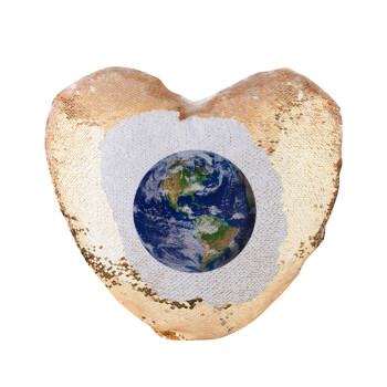 Planet Earth, Μαξιλάρι καναπέ καρδιά Μαγικό Χρυσό με πούλιες 40x40cm περιέχεται το  γέμισμα