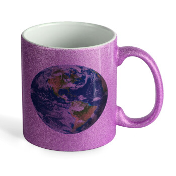 Planet Earth, Κούπα Μωβ Glitter που γυαλίζει, κεραμική, 330ml