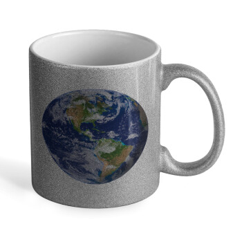 Planet Earth, Κούπα Ασημένια Glitter που γυαλίζει, κεραμική, 330ml