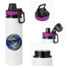 Metallic water bottle with safety lid, 850ml aluminum