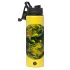Metallic water bottle with safety lid, 850ml aluminum