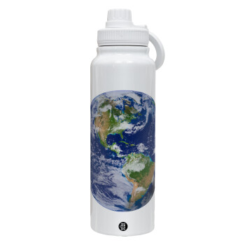 Planet Earth, 1L Stainless Steel Thermal Bottle with Phone Holder & Double Wall Insulation