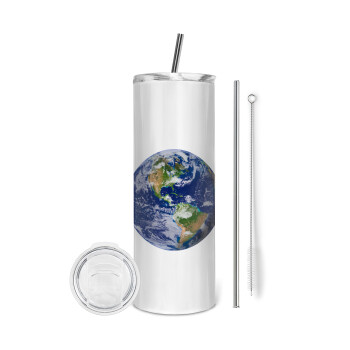 Planet Earth, Tumbler stainless steel 600ml, with metal straw & cleaning brush