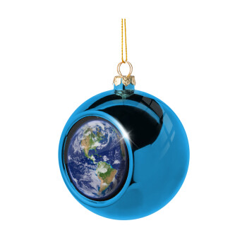 Planet Earth, Blue Christmas tree ball ornament 8cm