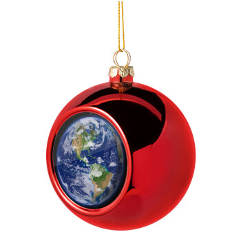 Planet Earth, Christmas tree ball Red 8cm