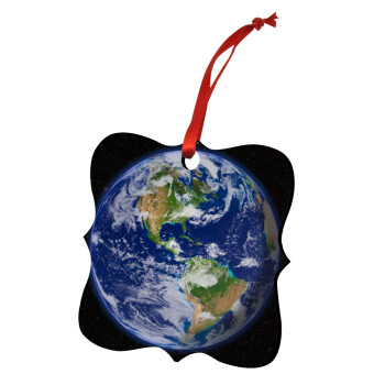 Planet Earth, Χριστουγεννιάτικο στολίδι polygon ξύλινο 7.5cm