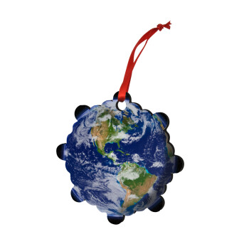 Planet Earth, Χριστουγεννιάτικο στολίδι snowflake ξύλινο 7.5cm