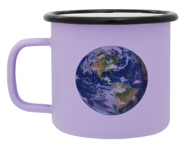 Planet Earth — Metal enamel mug, matte light pastel purple, 360ml