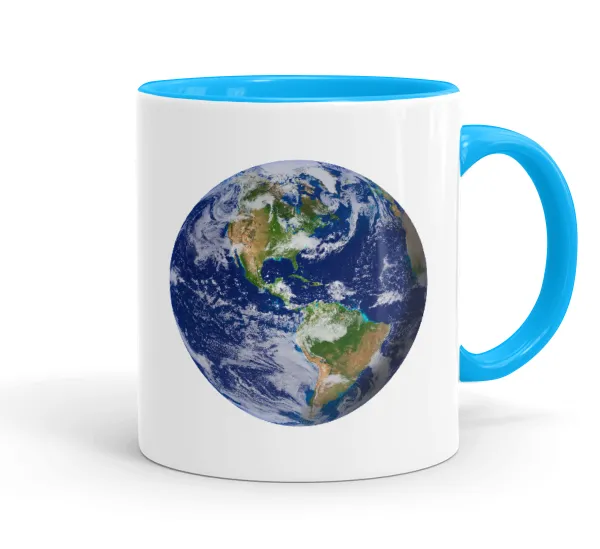Planet Earth — Mug colored light blue, ceramic, 330ml