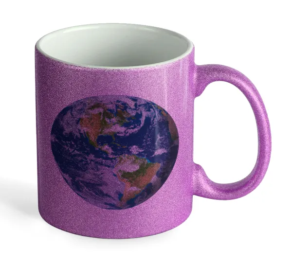 Planet Earth — Κούπα Μωβ Glitter που γυαλίζει, κεραμική, 330ml