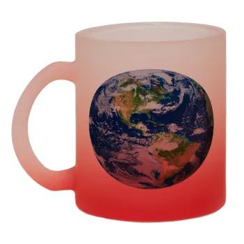 Planet Earth, Κούπα γυάλινη δίχρωμη με βάση το κόκκινο ματ, 330ml