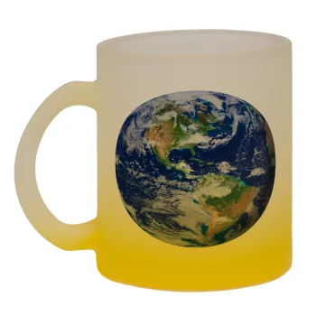 Planet Earth, Κούπα γυάλινη δίχρωμη με βάση το κίτρινο ματ, 330ml