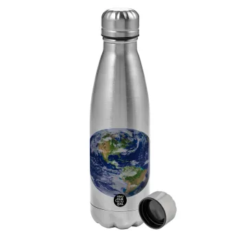 Planet Earth, Metallic water bottle, stainless steel, 750ml