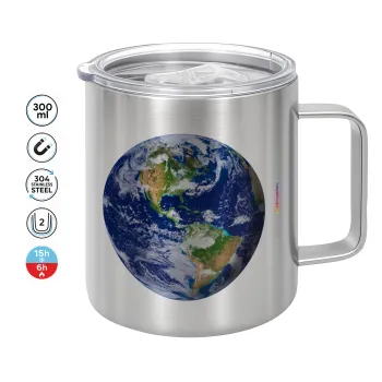 Planet Earth, Double-walled stainless steel mug 300ml with temperature-retaining lid