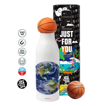 Planet Earth, Μπάλα μπάσκετ μεταλλικό παγούρι θερμός, διπλού τοιχώματος, 550ml