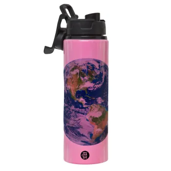 Planet Earth, Μεταλλικό παγούρι νερού με καπάκι ασφαλείας, αλουμινίου 850ml