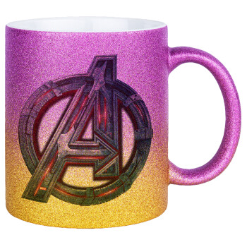 Avengers, Κούπα Χρυσή/Ροζ Glitter, κεραμική, 330ml