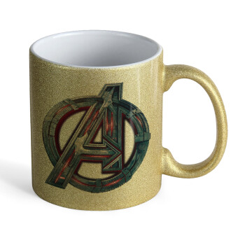 Avengers, Κούπα Χρυσή Glitter που γυαλίζει, κεραμική, 330ml
