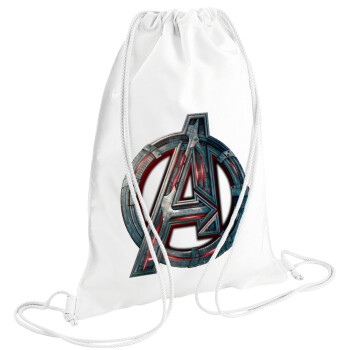 Avengers, Τσάντα πλάτης πουγκί GYMBAG λευκή (28x40cm)