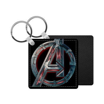 Avengers, Μπρελόκ Δερματίνη, τετράγωνο ΜΑΥΡΟ (5x5cm)