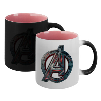 Avengers, Κούπα Μαγική εσωτερικό ΡΟΖ, κεραμική 330ml που αλλάζει χρώμα με το ζεστό ρόφημα