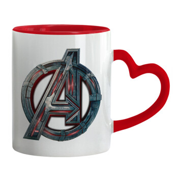 Avengers, Κούπα καρδιά χερούλι κόκκινη, κεραμική, 330ml