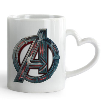 Avengers, Κούπα καρδιά χερούλι λευκή, κεραμική, 330ml