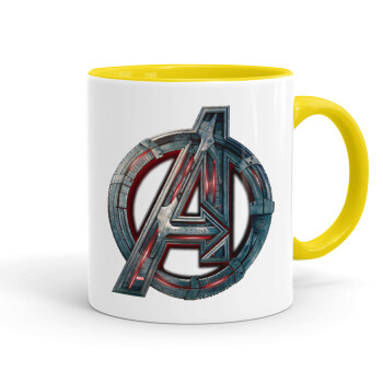 Avengers, Κούπα χρωματιστή κίτρινη, κεραμική, 330ml