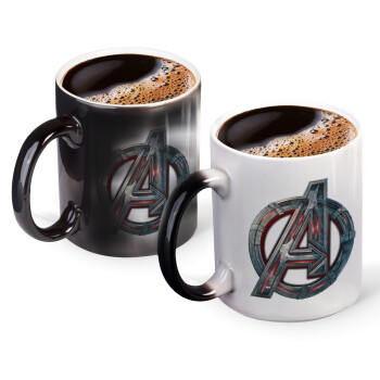 Avengers, Color changing magic Mug, ceramic, 330ml when adding hot liquid inside, the black colour desappears (1 pcs)