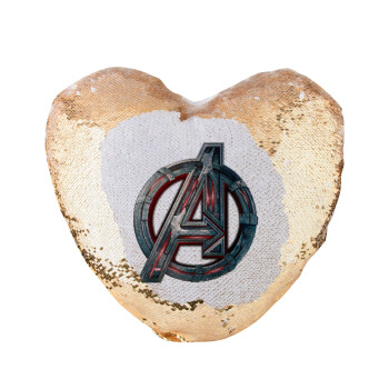 Avengers, Μαξιλάρι καναπέ καρδιά Μαγικό Χρυσό με πούλιες 40x40cm περιέχεται το  γέμισμα