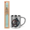Easter Set, metallic thermal cup (300ml) & aromatic flat Easter candle (30cm) (TURQUOISE)