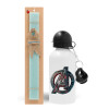 Easter Set, metallic aluminum water bottle (500ml) & scented flat candle (30cm) (TURQUOISE)