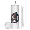 Tumbler stainless steel 600ml, with metal straw & cleaning brush